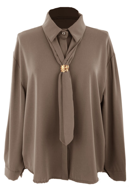 3 Piece Broach Scarf Shirt