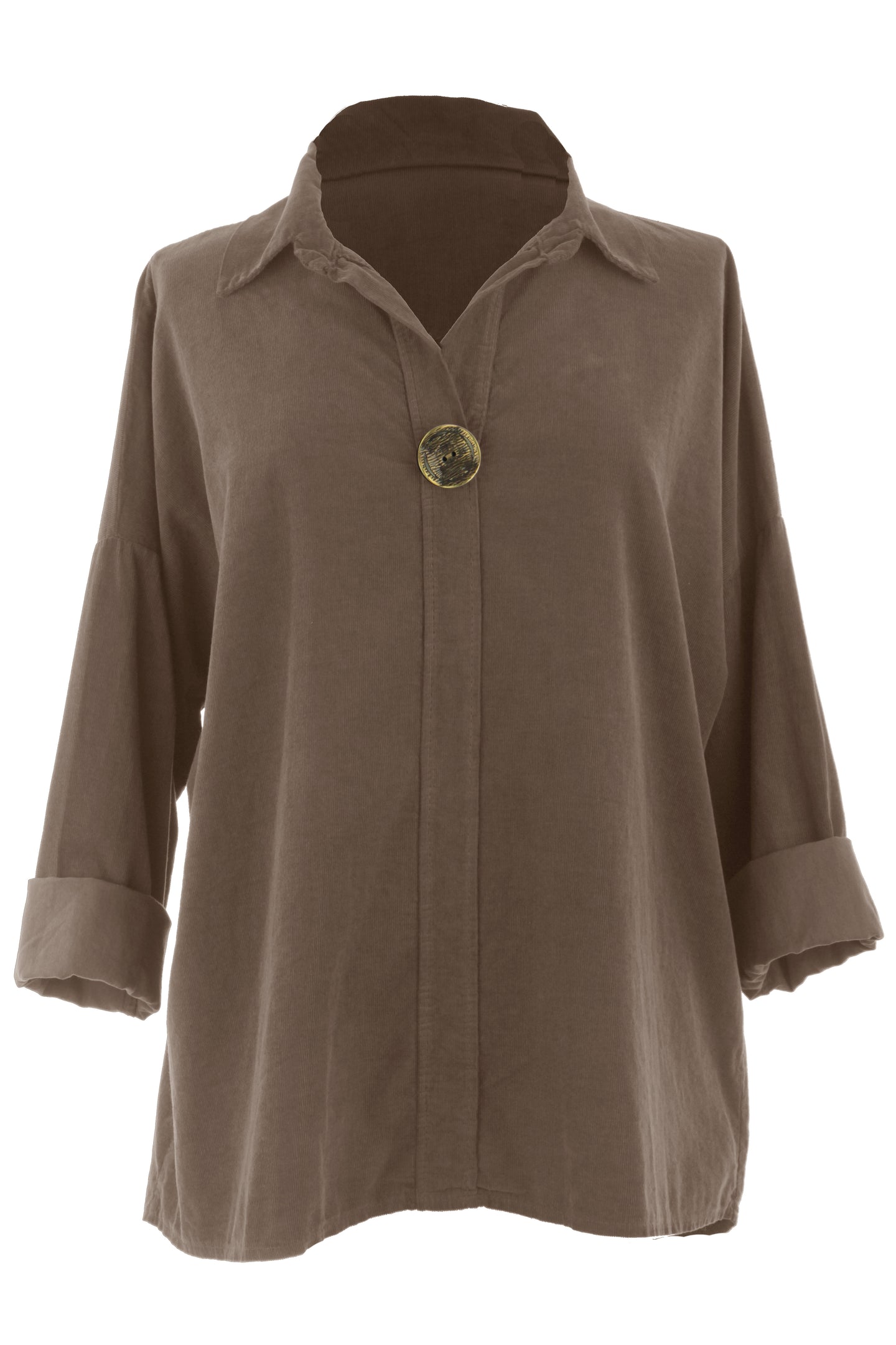 One Button Detail Corduroy Top