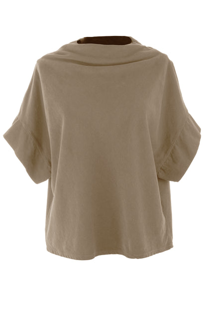 Slash Cowl Neck Corduroy Top