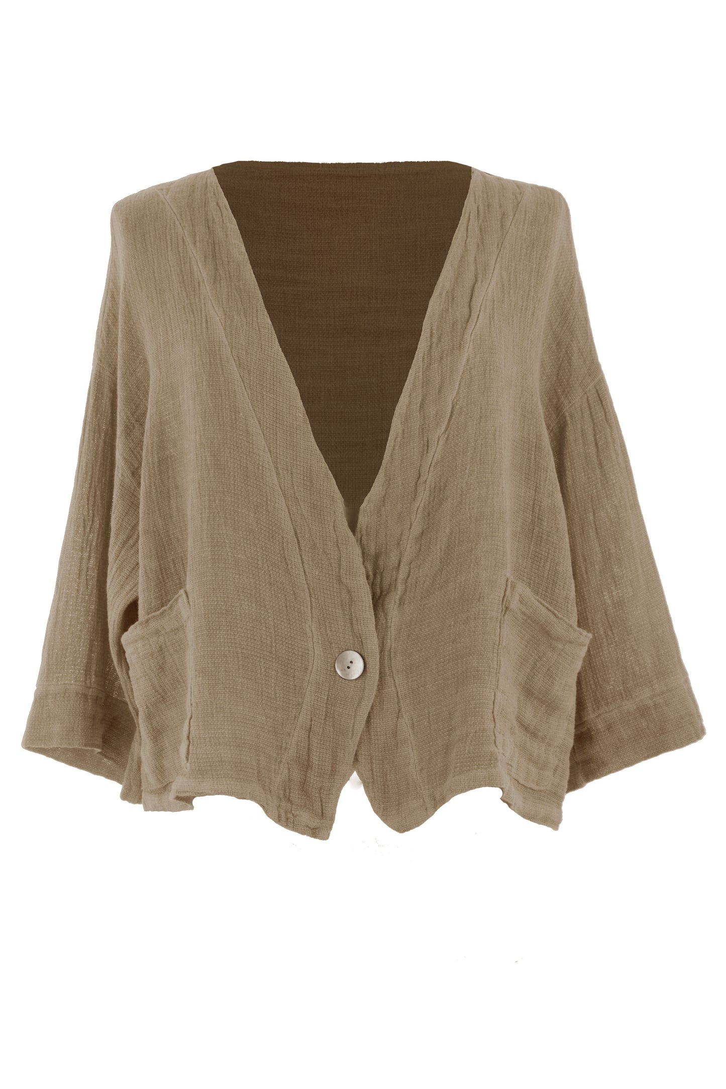 One Button Teabag Linen Jacket