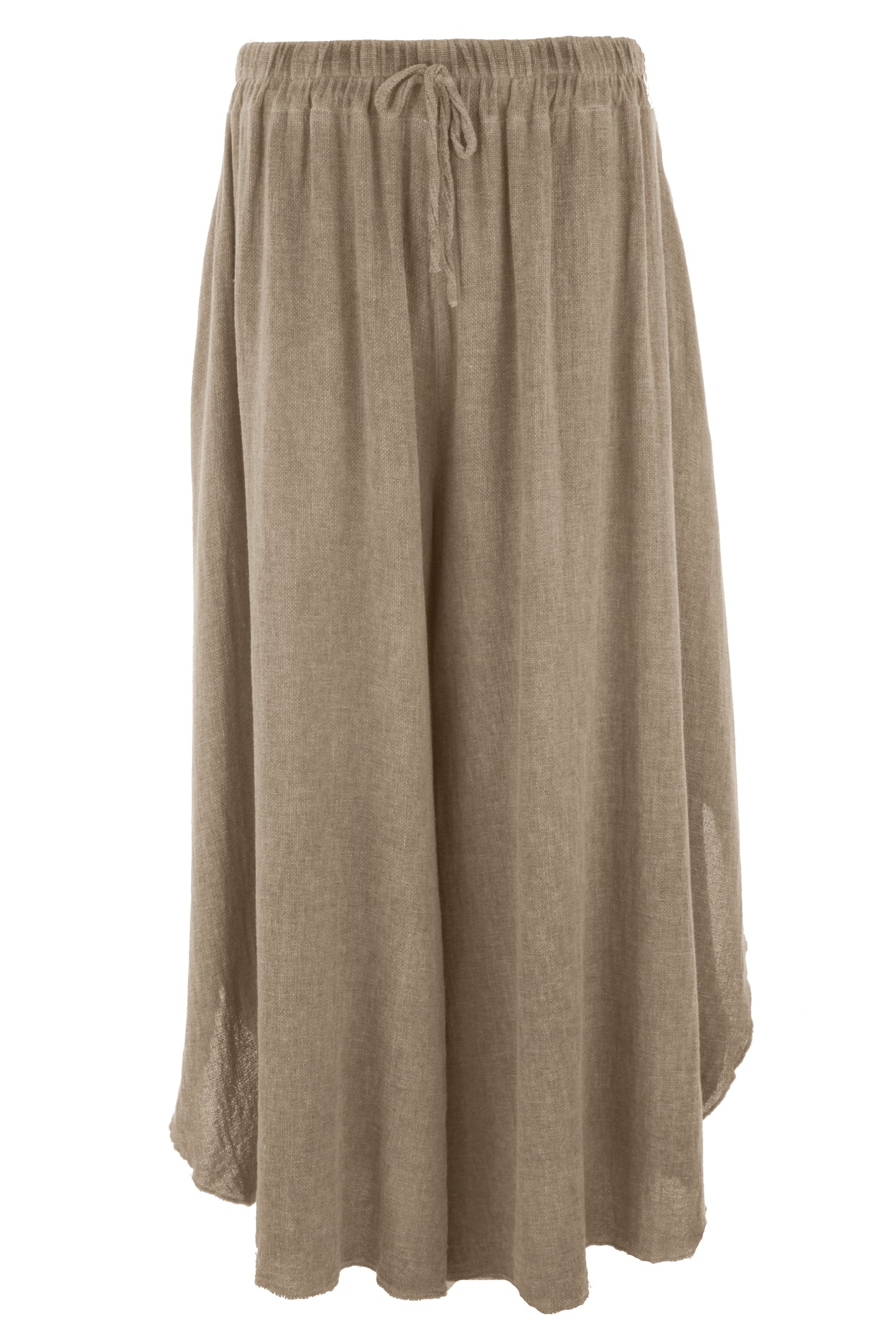Side Slit Wide Leg Teabag Linen Trouser