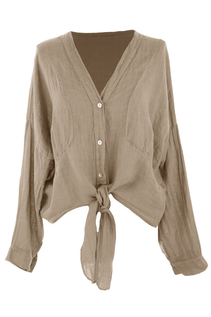 Tie Front Linen Shirt