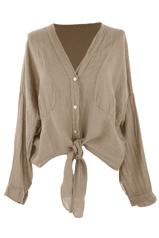 Tie Front Linen Shirt