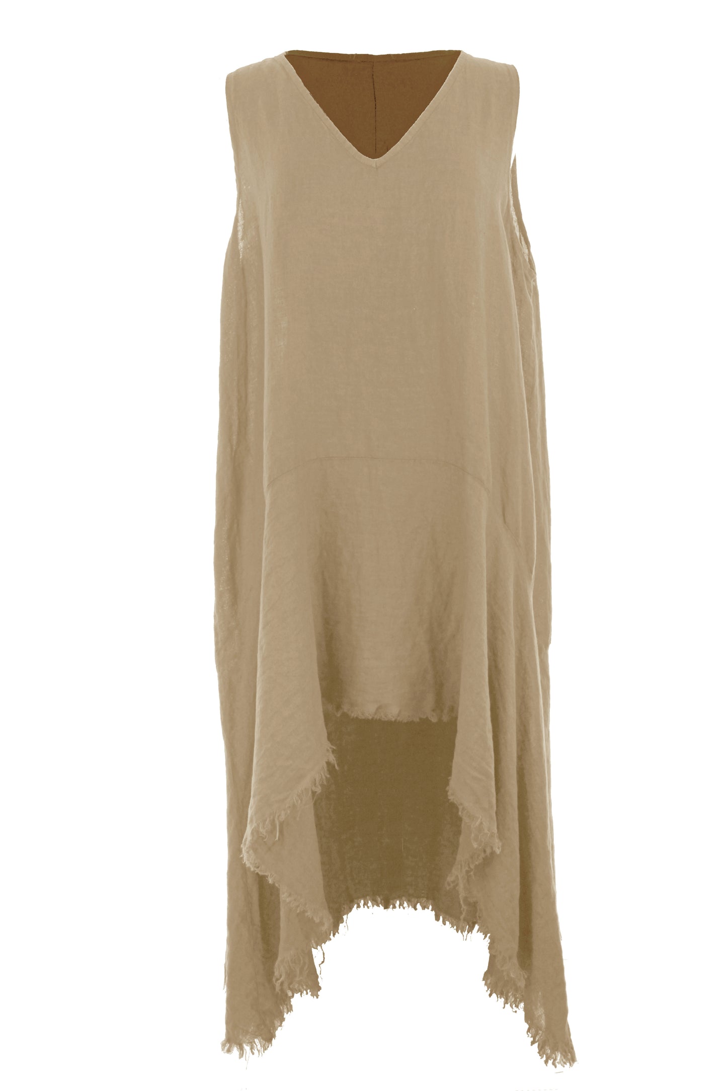 Sleeveless High Low Linen Tunic
