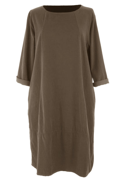 3/4 Sleeve Corduroy Dress