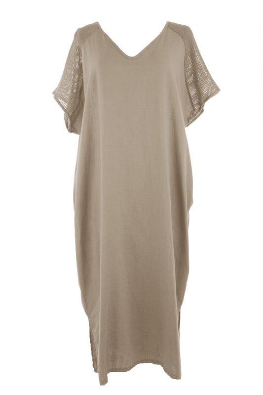 Tie Back Linen Dress