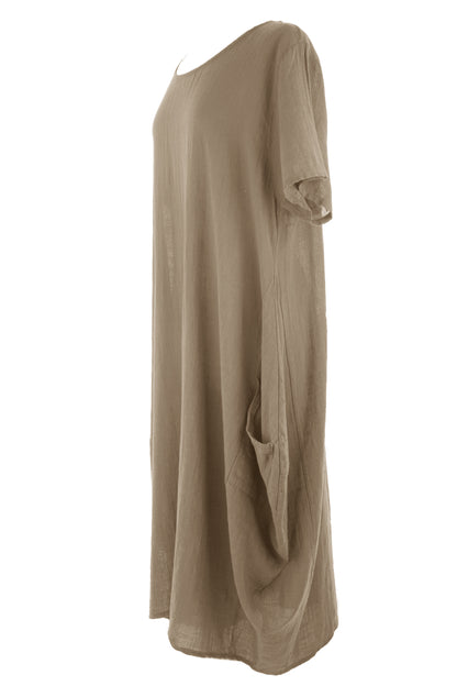 2 Pocket Cotton Tulip Midi Dress