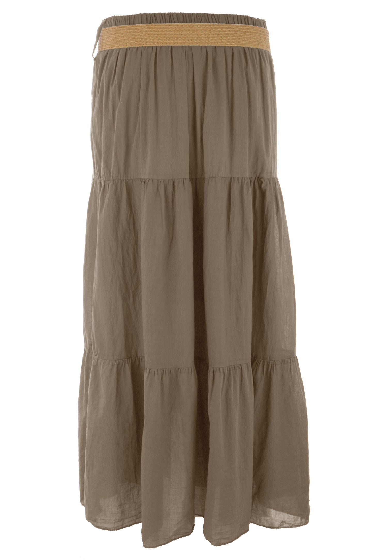 Tiered Midi Skirt with Belt