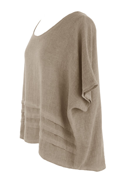 Pleat Detail Teabag Linen Top