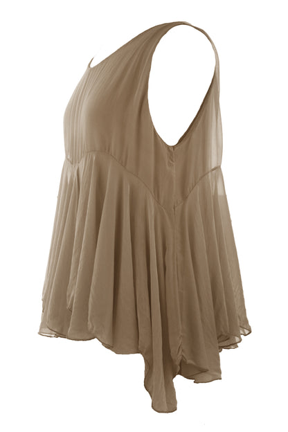 Sleeveless Swing Silk Top