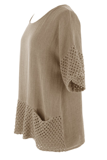 2 Pocket Crochet Detail Teabag Top