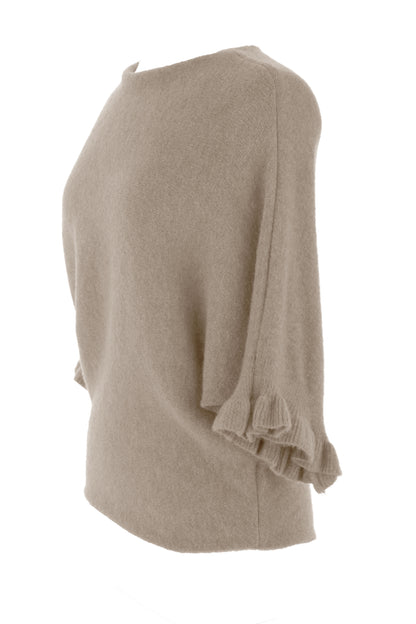 Frill Batwing Soft Knit Wool Jumper