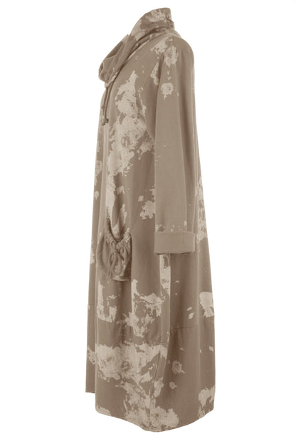 Abstract Print Cowl Neck Dress
