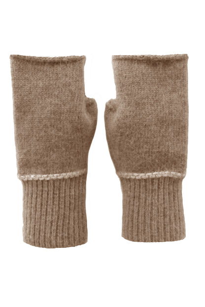 Lurex Trim Cashmere Fingerless Gloves