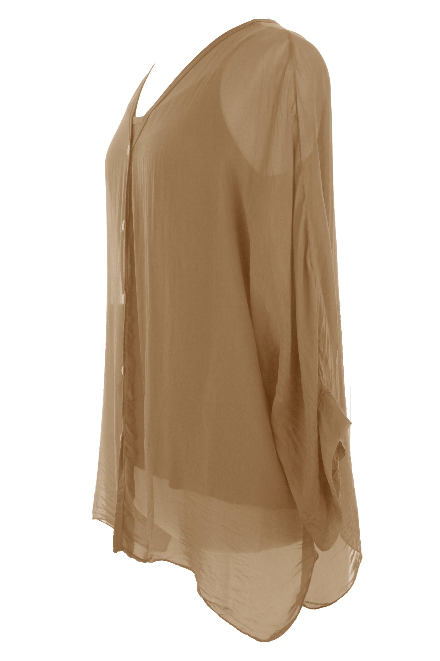 V Neck Silk Shirt with Vest