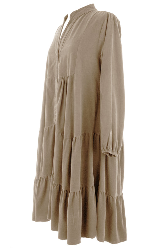 V Neck Corduroy Swing Dress