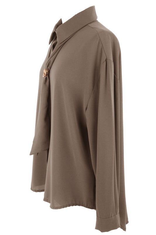 3 Piece Broach Scarf Shirt