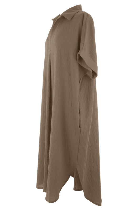 Plain Batwing Collar Midi