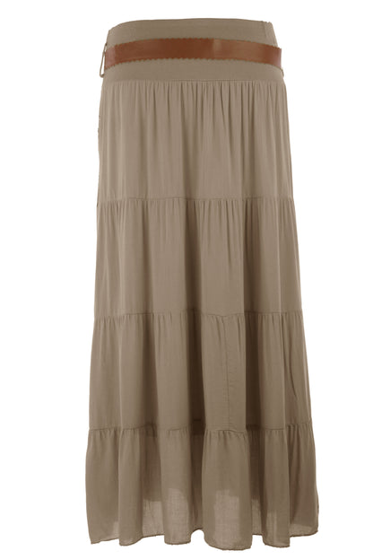 Crochet Tiered Belt Midi Skirt