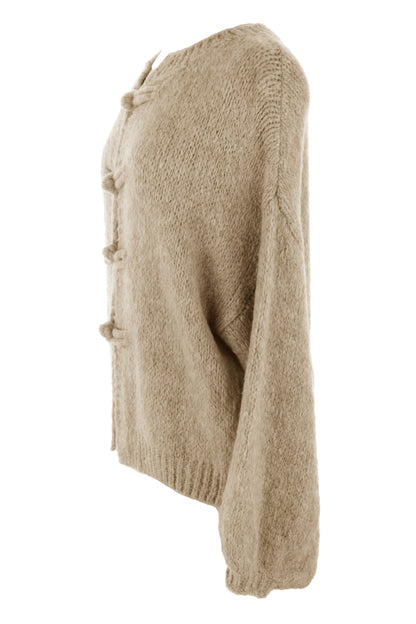 Frog Fastening Wool Cardigan
