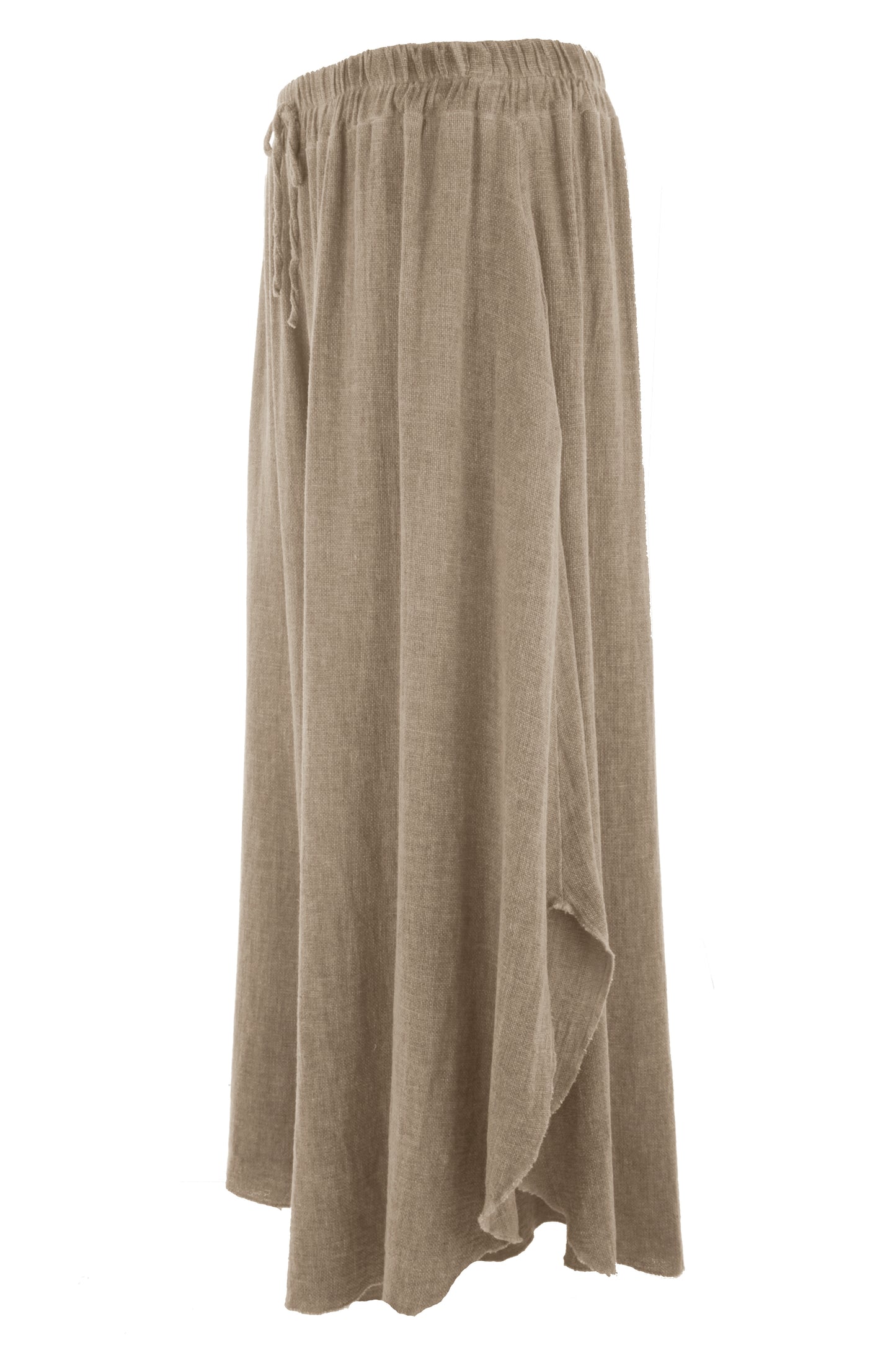 Side Slit Wide Leg Teabag Linen Trouser