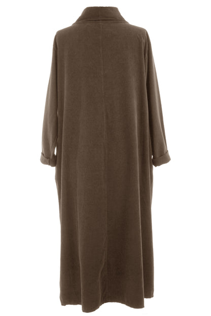 Cowl Neck Side Slit Corduroy Midi