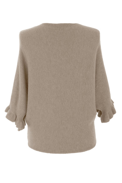 Frill Batwing Soft Knit Wool Jumper