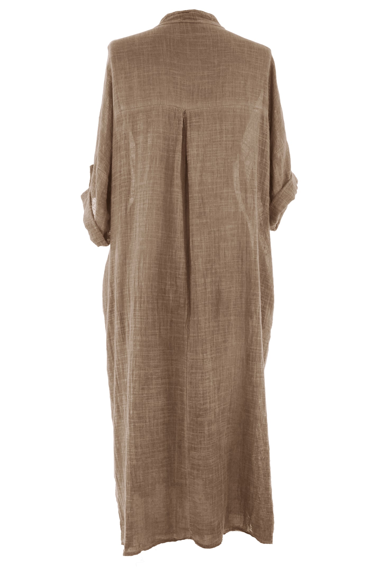 V Neck 2 Pocket Cotton Midi