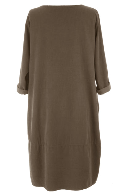 3/4 Sleeve Corduroy Dress