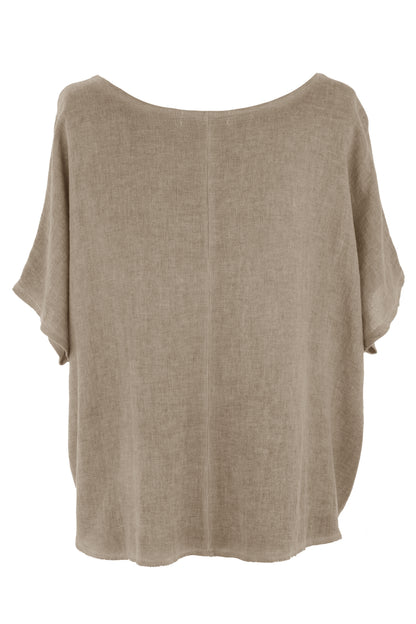 Pleat Detail Teabag Linen Top