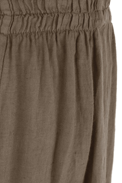 2 Slit Pocket Barrel Leg Linen Trouser