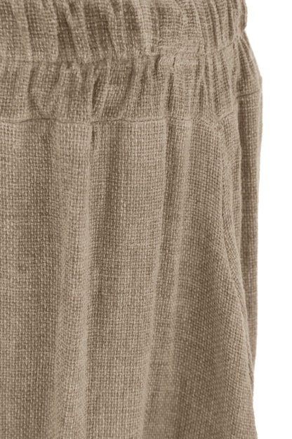 Side Slit Wide Leg Teabag Linen Trouser