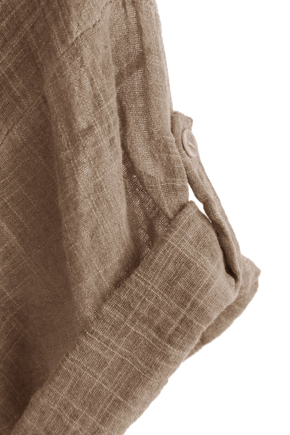 V Neck 2 Pocket Cotton Midi