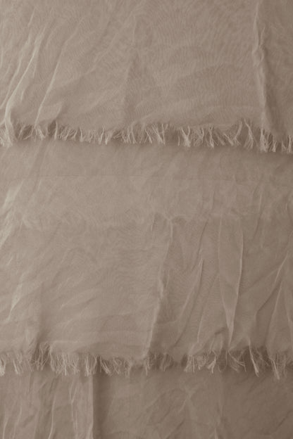 Sleeveless Frayed Detail Silk Midi