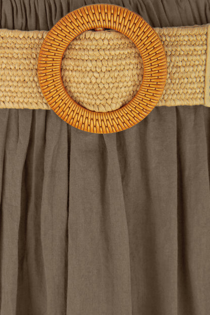 Tiered Midi Skirt with Belt