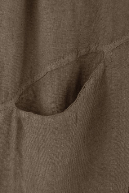 2 Slit Pocket Barrel Leg Linen Trouser