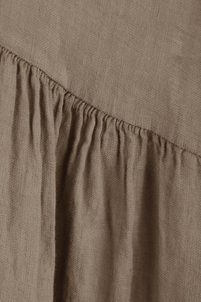 Pleat Panel Linen Dress