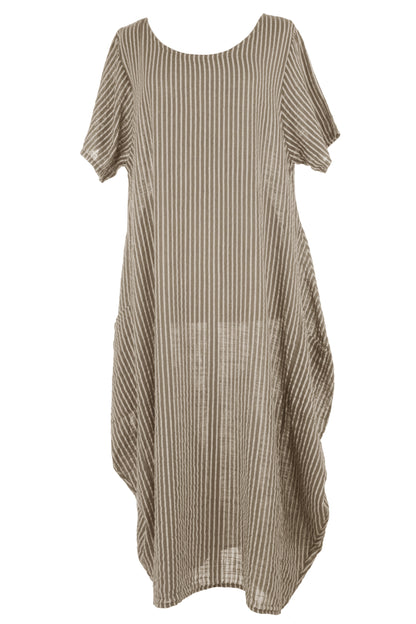Stripe 2 Pocket Tulip Midi