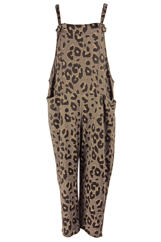 Leopard Jersey Dungarees