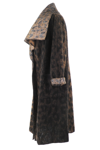 Leopard Print Brushed Wool Coat