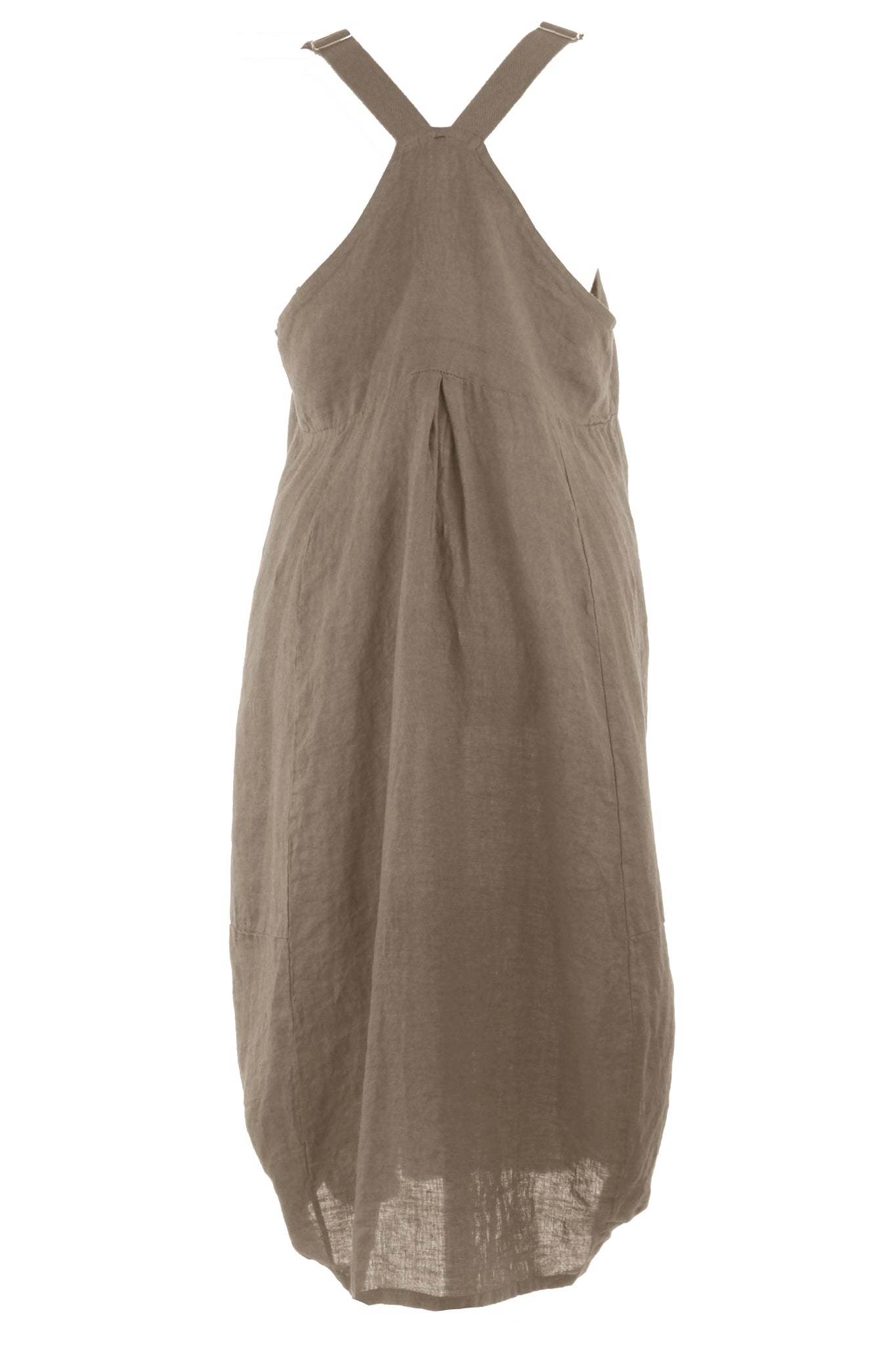 Ladies Women Lagenlook Italian Tab Button Pinafore Linen Midi Dress Texture Online