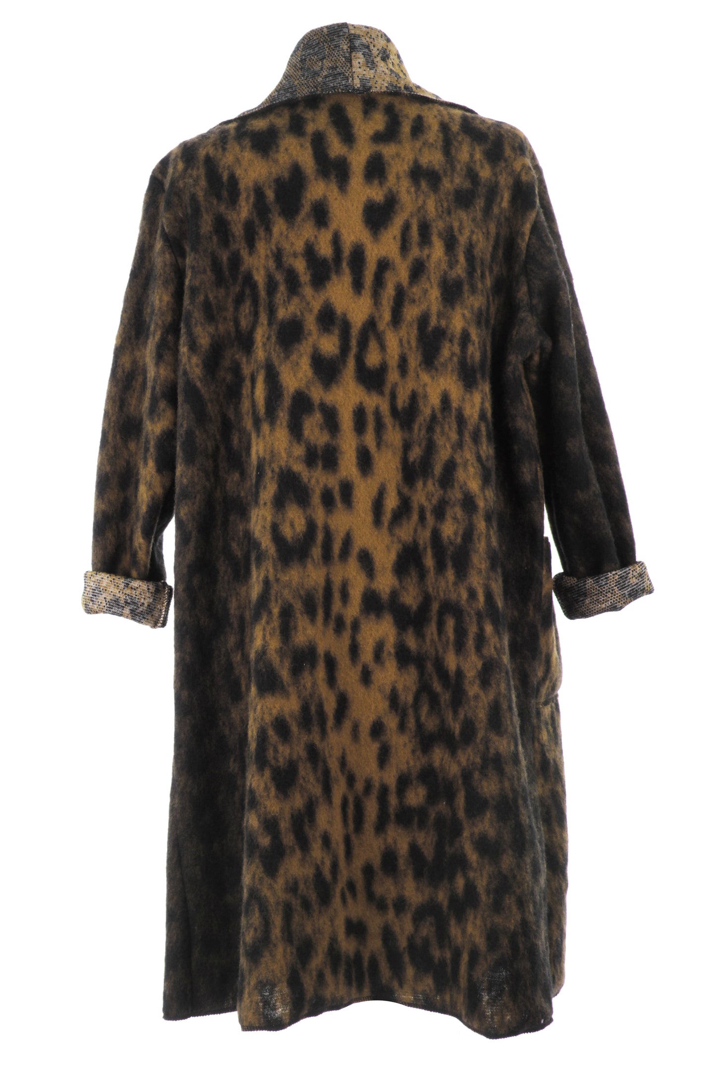 Leopard Print Brushed Wool Coat