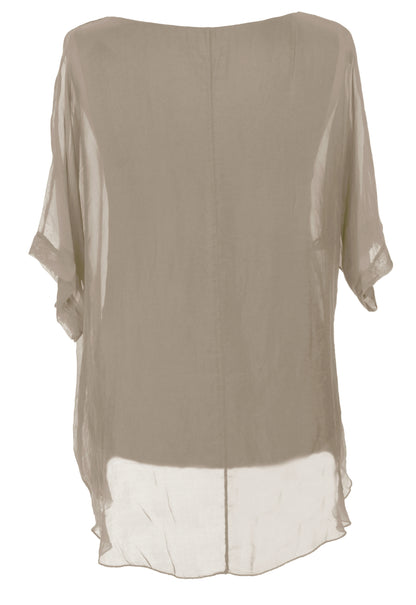 Frayed Hem Silk Top