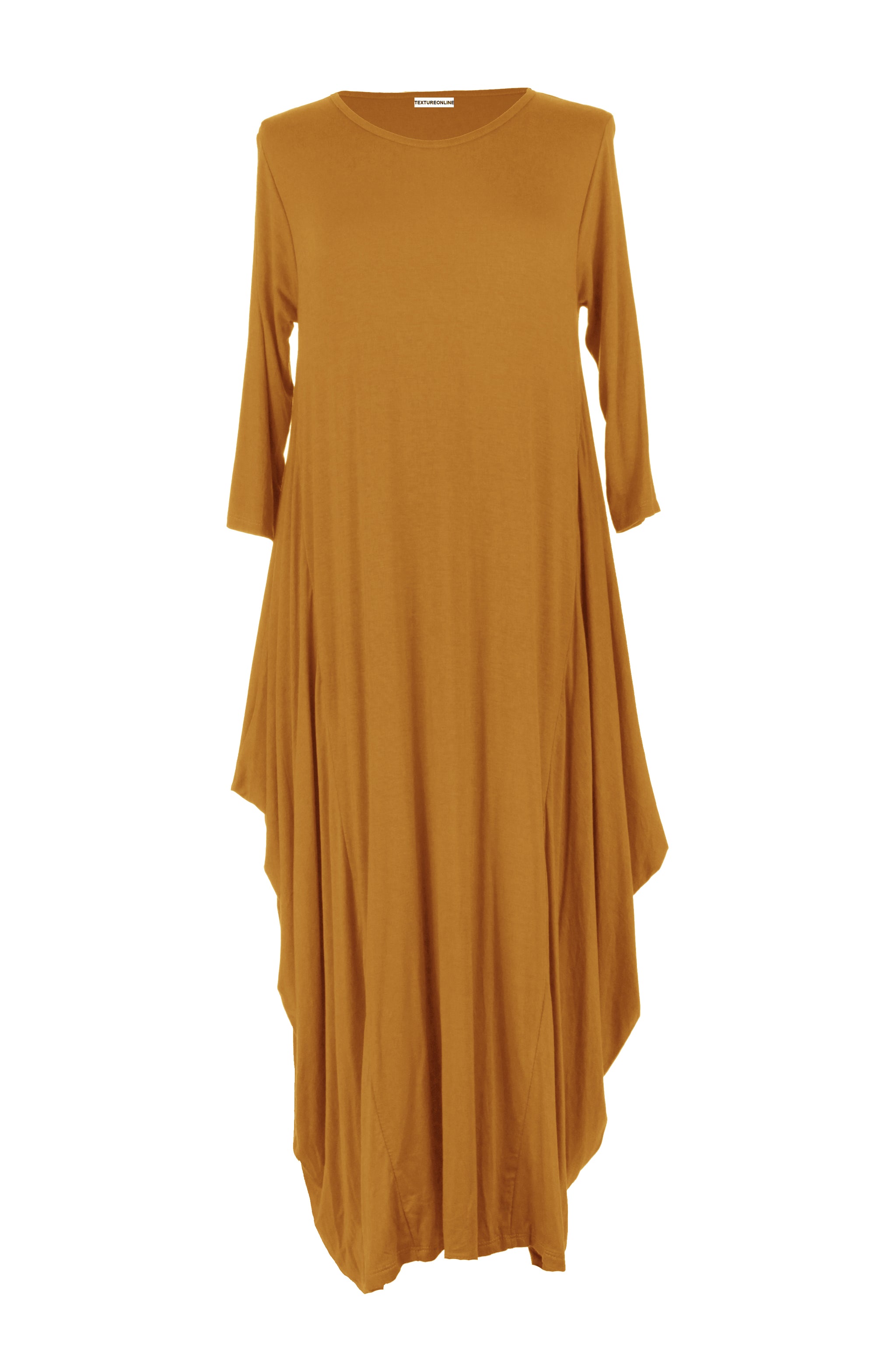 Ladies Womens Italian Lagenlook 3 4 Sleeve Jersey Tulip Midi Dress Texture Online