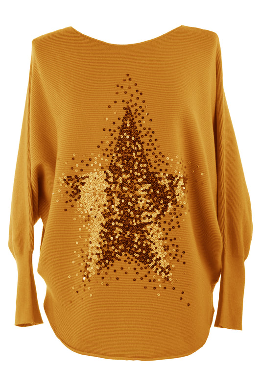 Sequin Star Ribbed Jumper
