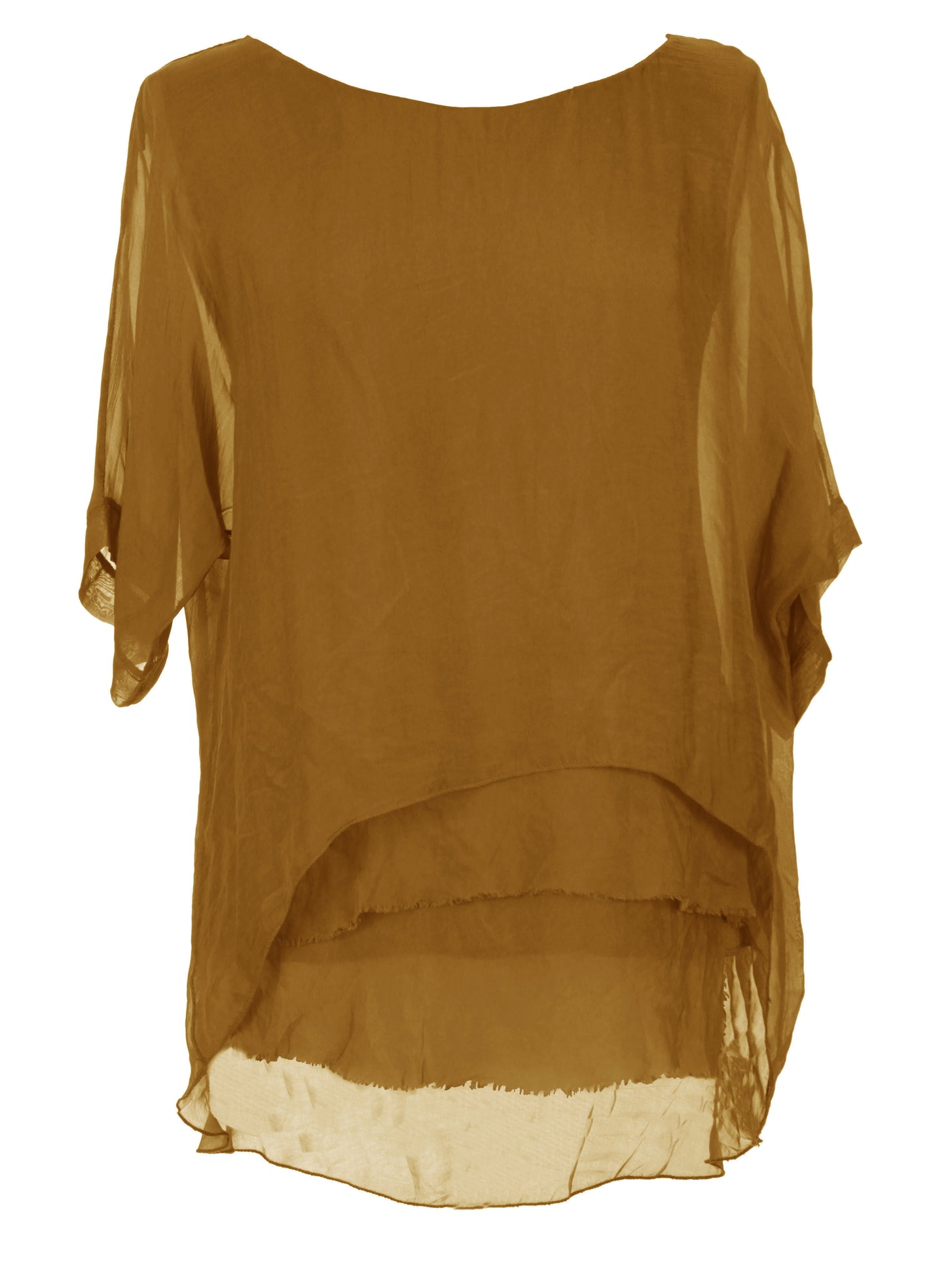 Frayed Hem Silk Top