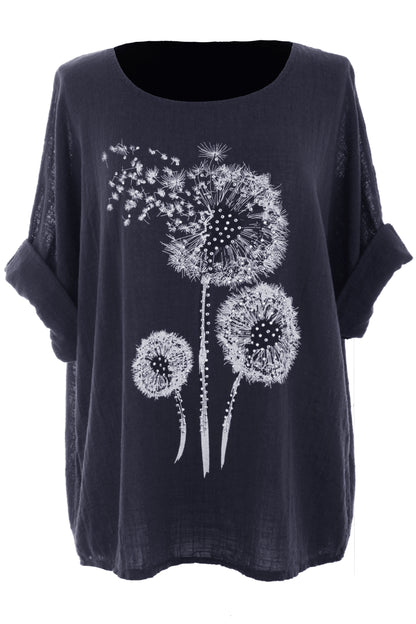 Dandelion Floral Print Cotton Top