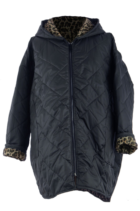 Leopard Print Lined Quilted Jacket