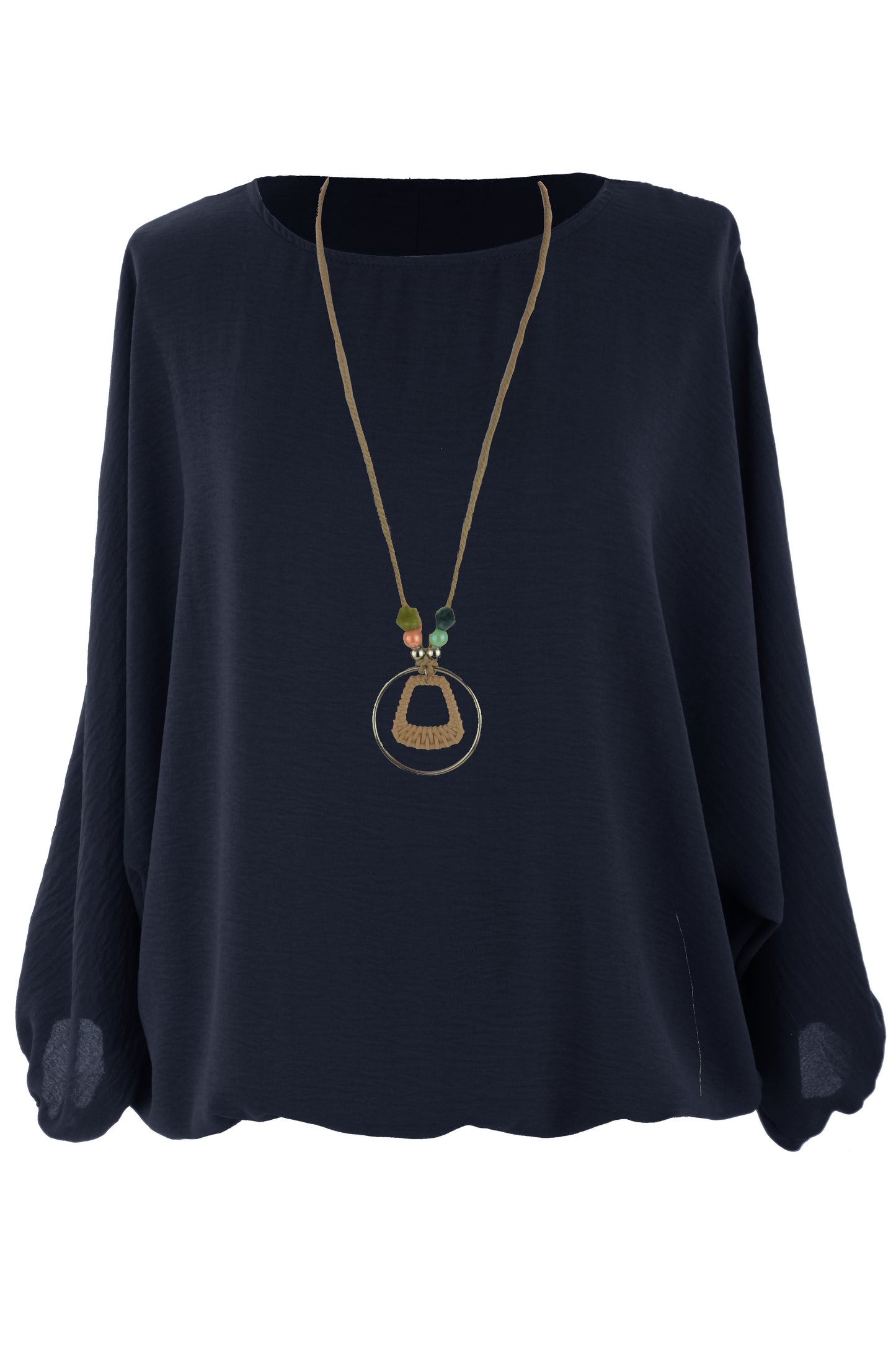 Puffball Hem Necklace Top