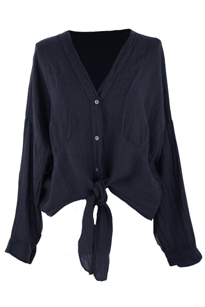 Tie Front Linen Shirt